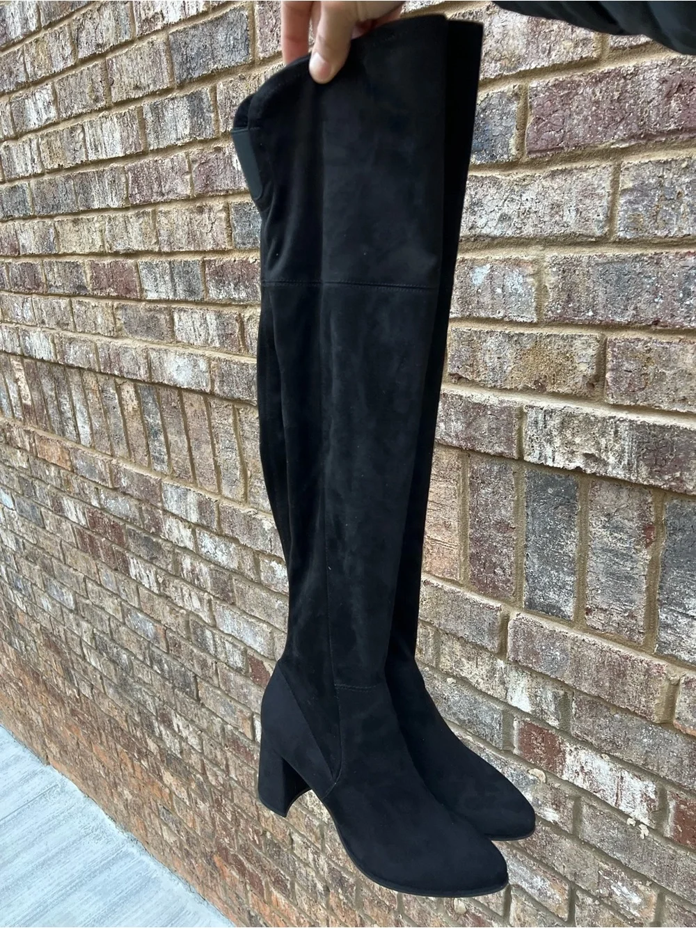 Marc Fisher Black Over-the-Knee Suede Block Heel Boots